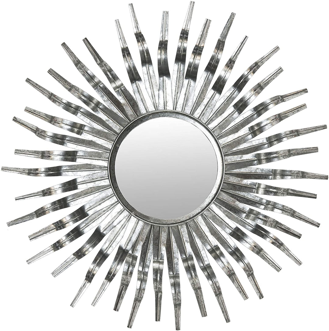 Handmade Arts Crafts Silver 36 inch Sunburst Mirror Black/Silver Mid Century Modern Contemporary