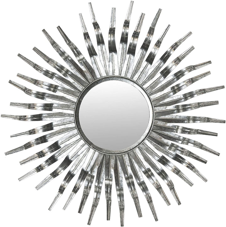 Handmade Arts Crafts Silver 36 inch Sunburst Mirror Black/Silver Mid Century Modern Contemporary