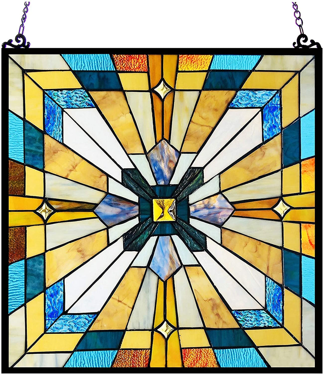 Mission Design/Look Glass Window Panel/suncatcher Color Traditional Square Arts Crafts Includes Hardware
