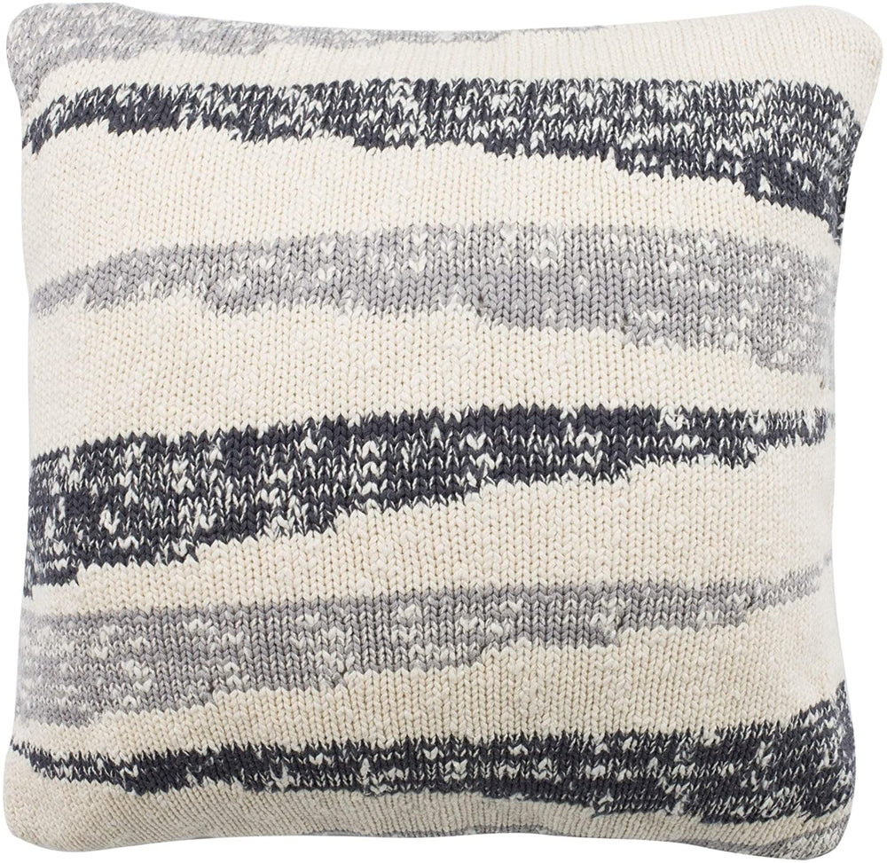 20" Knit Pillow Grey Applique Casual Traditional Cotton Single Removable Cover - Diamond Home USA