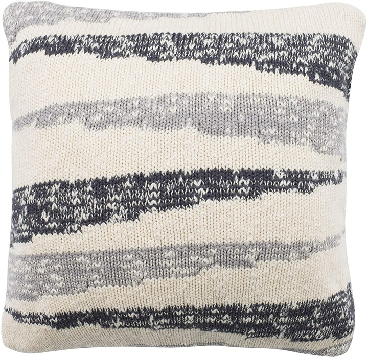 20" Knit Pillow Grey Applique Casual Traditional Cotton Single Removable Cover - Diamond Home USA