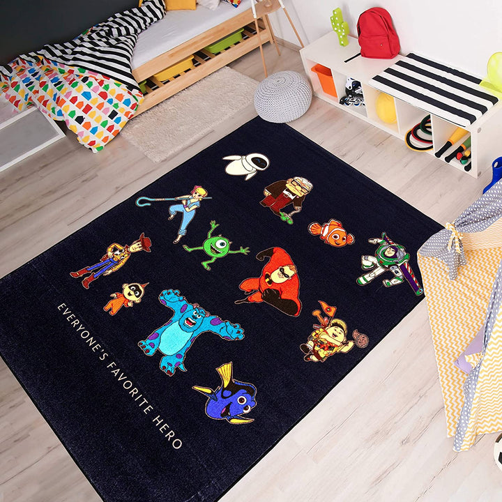 Pixar Heroes Area Rug (4'6"x6'6") 4' X 6'/Surplus Color Novelty Kids Tween Rectangle Polyester Latex Free - Diamond Home USA