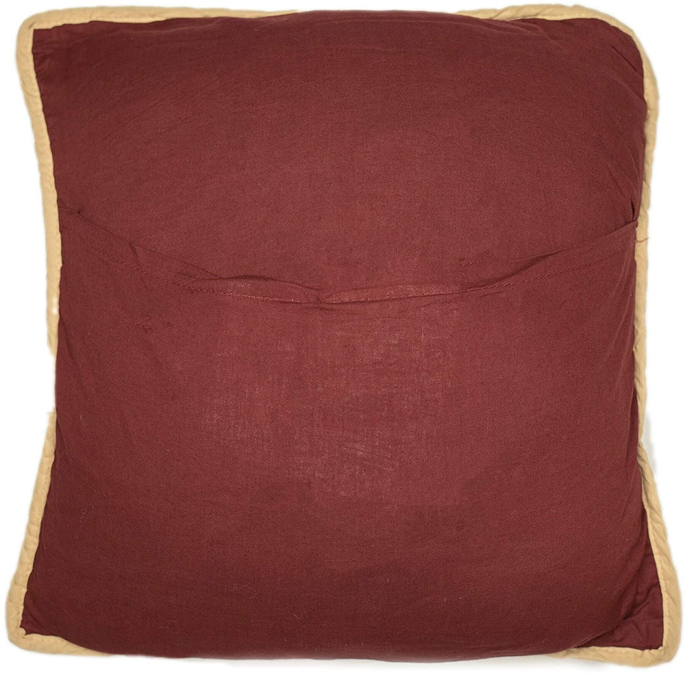 Pine Lodge Patch Decorative Pillow Red Patchwork Cabin Cotton Removable Cover - Diamond Home USA