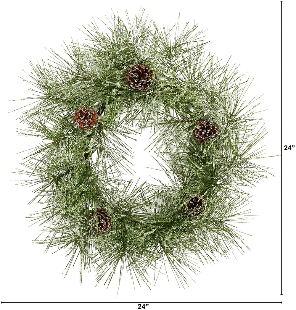 24" Iced Pine Wreath Cones - Diamond Home USA