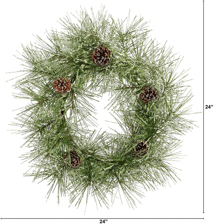 24" Iced Pine Wreath Cones - Diamond Home USA