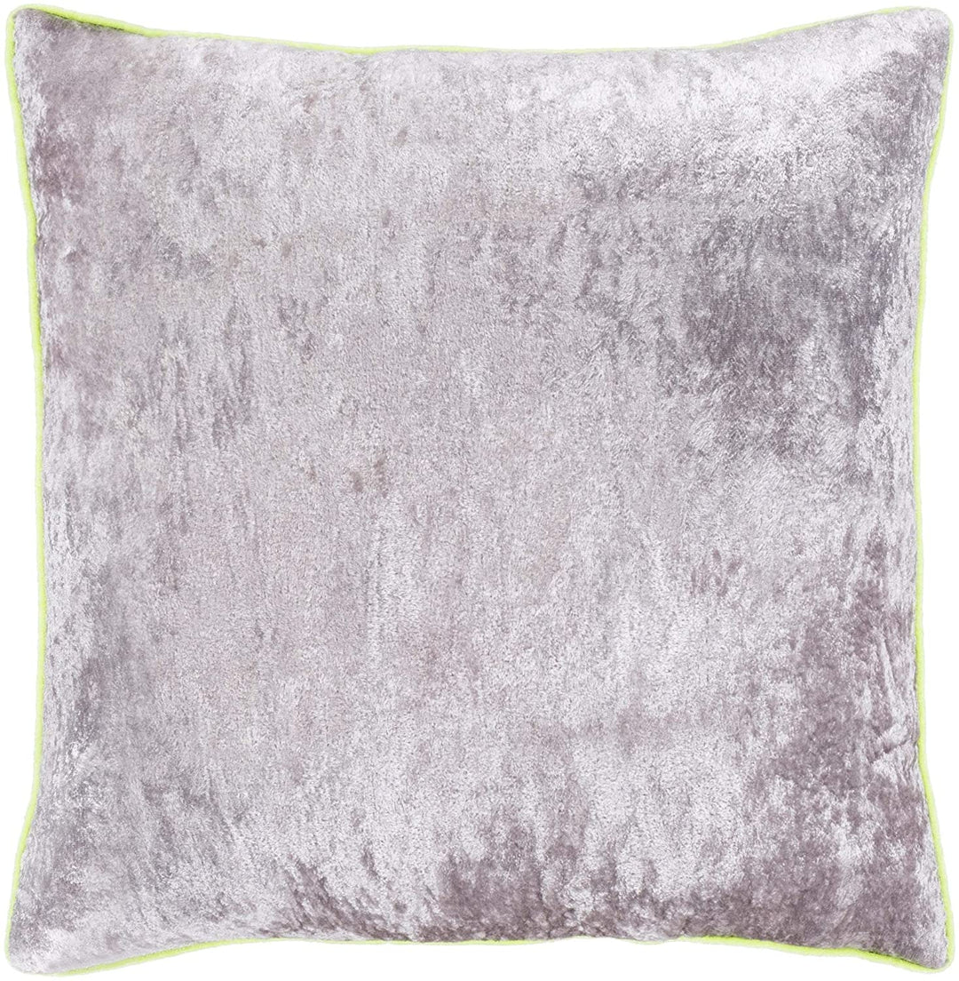 Yellow Grey Crushed Velvet Throw Pillow Cover (22" X 22")
