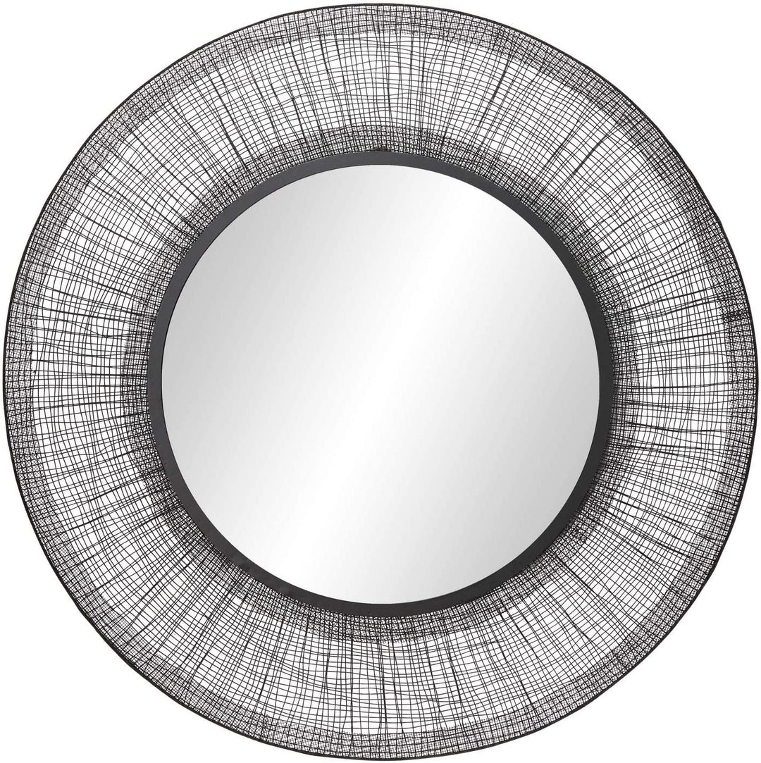 Large Round Metal Wall Mirror Black Mesh Frame 40 X 1 40round Modern Contemporary - Diamond Home USA