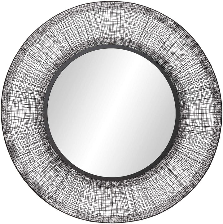 Large Round Metal Wall Mirror Black Mesh Frame 40 X 1 40round Modern Contemporary - Diamond Home USA