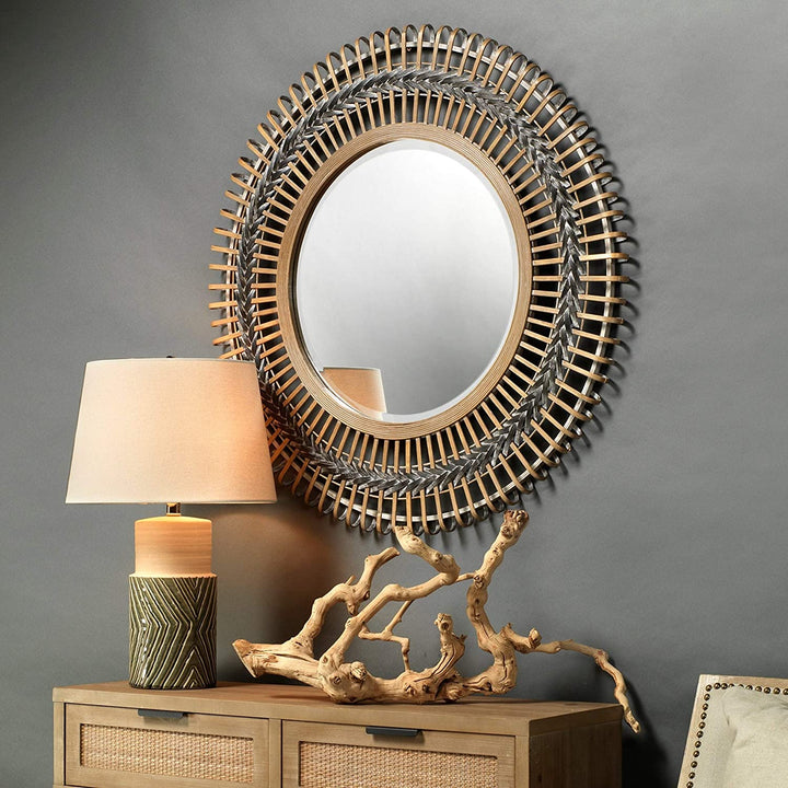 Braided Mirror Grey Transitional Hooks Included - Diamond Home USA