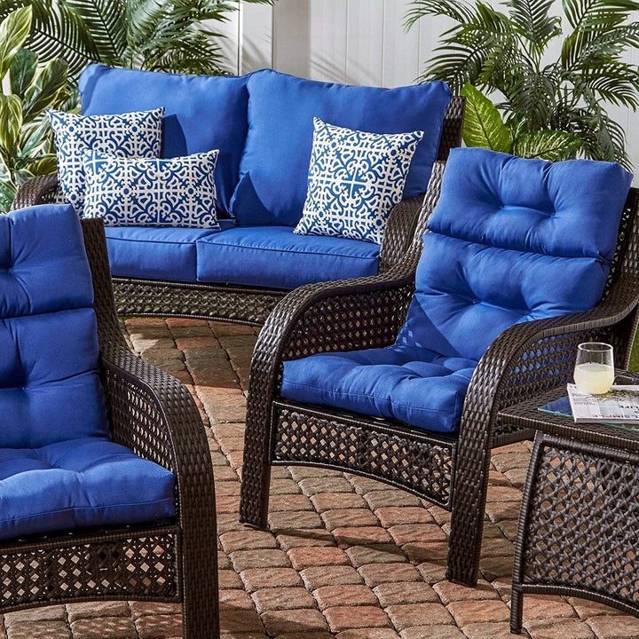 Driftwood 3 Section Outdoor Marine Blue High Back Chair Cushion Solid Modern Contemporary Transitional Fabric Polyester Fade Resistant Uv Water