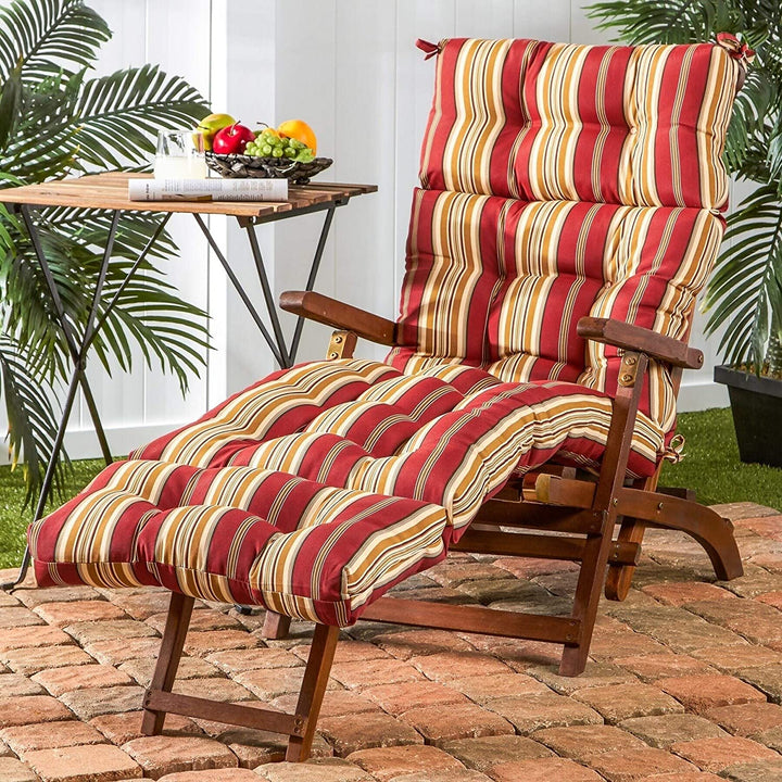 72 inch Outdoor Stripe Chaise Lounger Cushion by Red