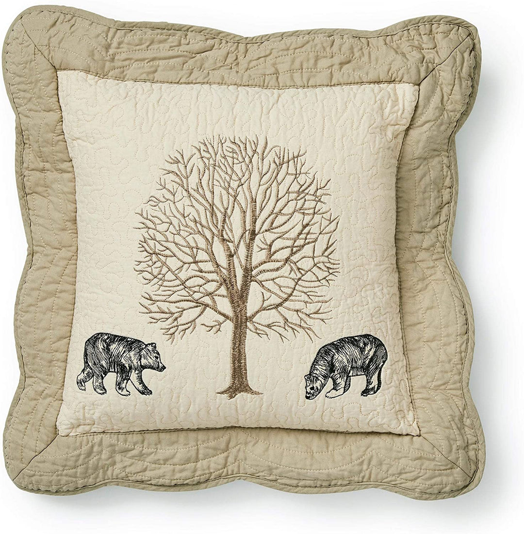 Bear Bears Decorative Pillow Ivory Animal Cabin Lodge Cotton