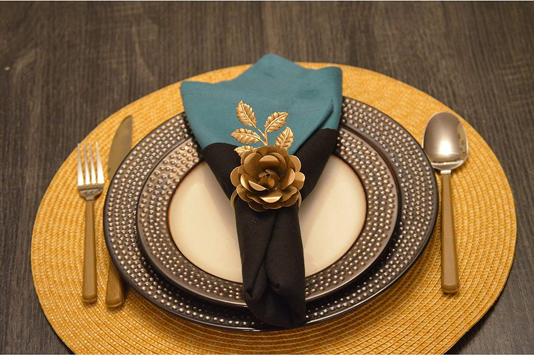 MISC Napkin Rings Set 8 (Golden Rose) Gold Formal Iron
