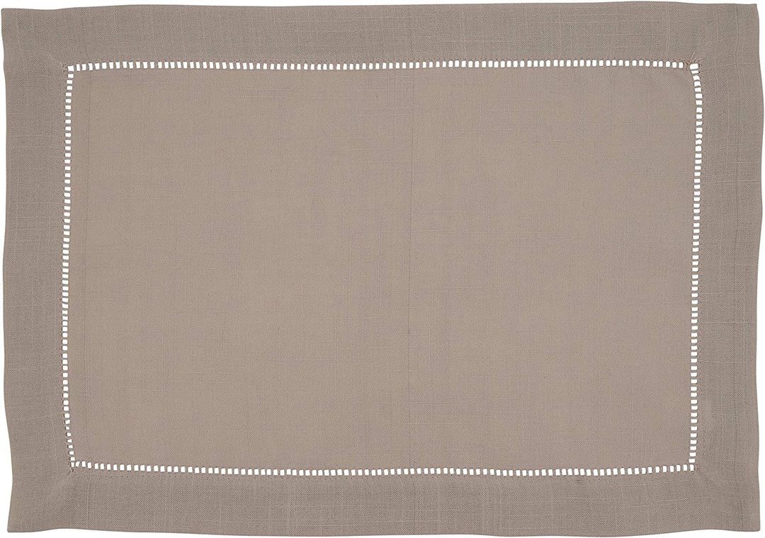 MISC Classic Hemstitch Border Placemat (Set 12) Brown Oblong Polyester