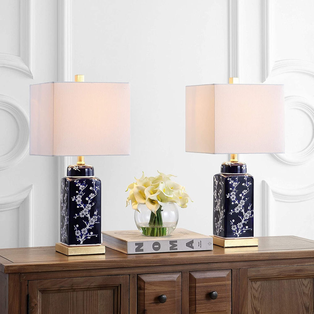 Lighting 22" Pilar Led Table Lamp (Set 2) Blue White Traditional Gold Bulbs Included
