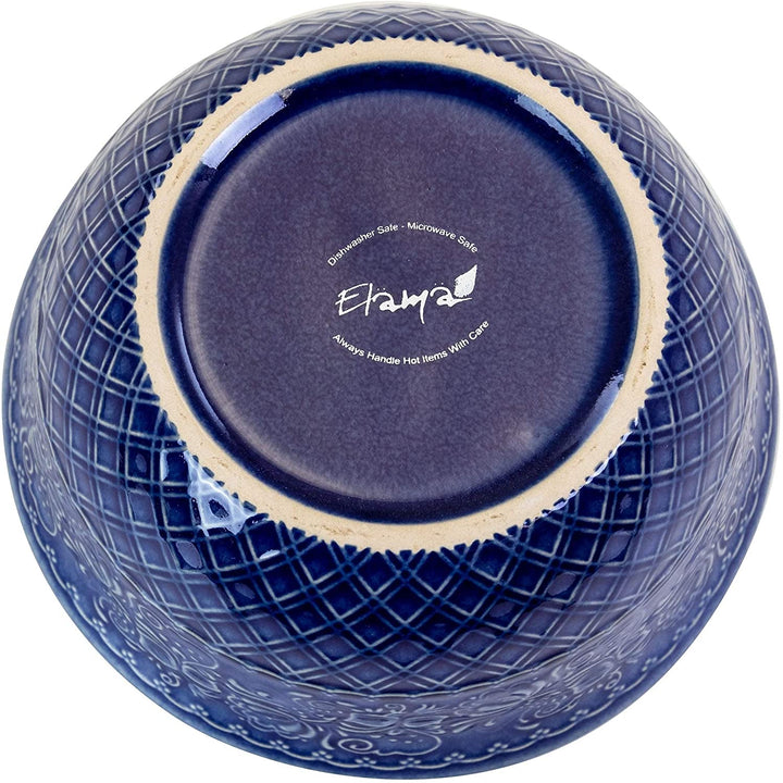 Indigo Lotus 16 Piece Square Stoneware Dinnerware Set Blue Floral Casual Microwave Safe