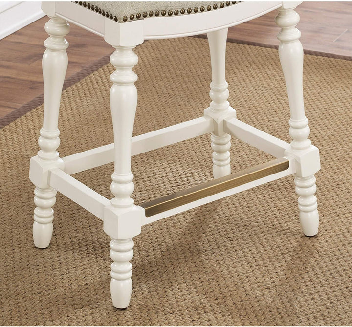 25 inch Saddle Seat Counter Stool by White Casual Fabric Wood Finish Solid