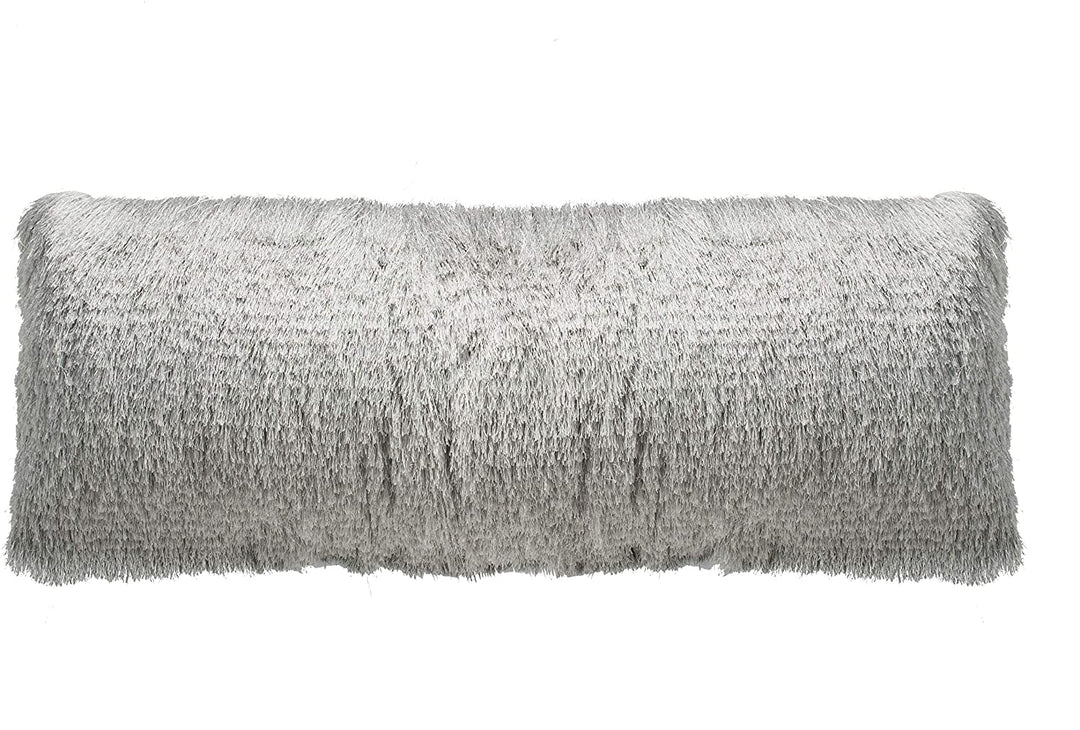 Shag Decorative Pillow Silver Silver Textured Bohemian Eclectic Casual Glam Polyester Single Removable Cover - Diamond Home USA