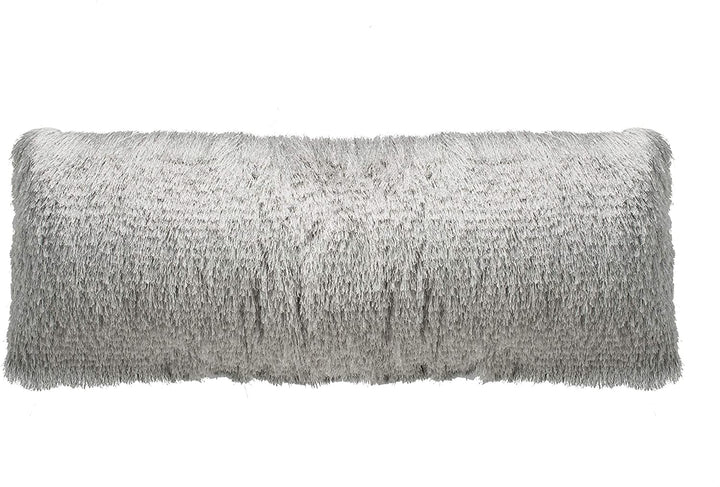 Shag Decorative Pillow Silver Silver Textured Bohemian Eclectic Casual Glam Polyester Single Removable Cover - Diamond Home USA