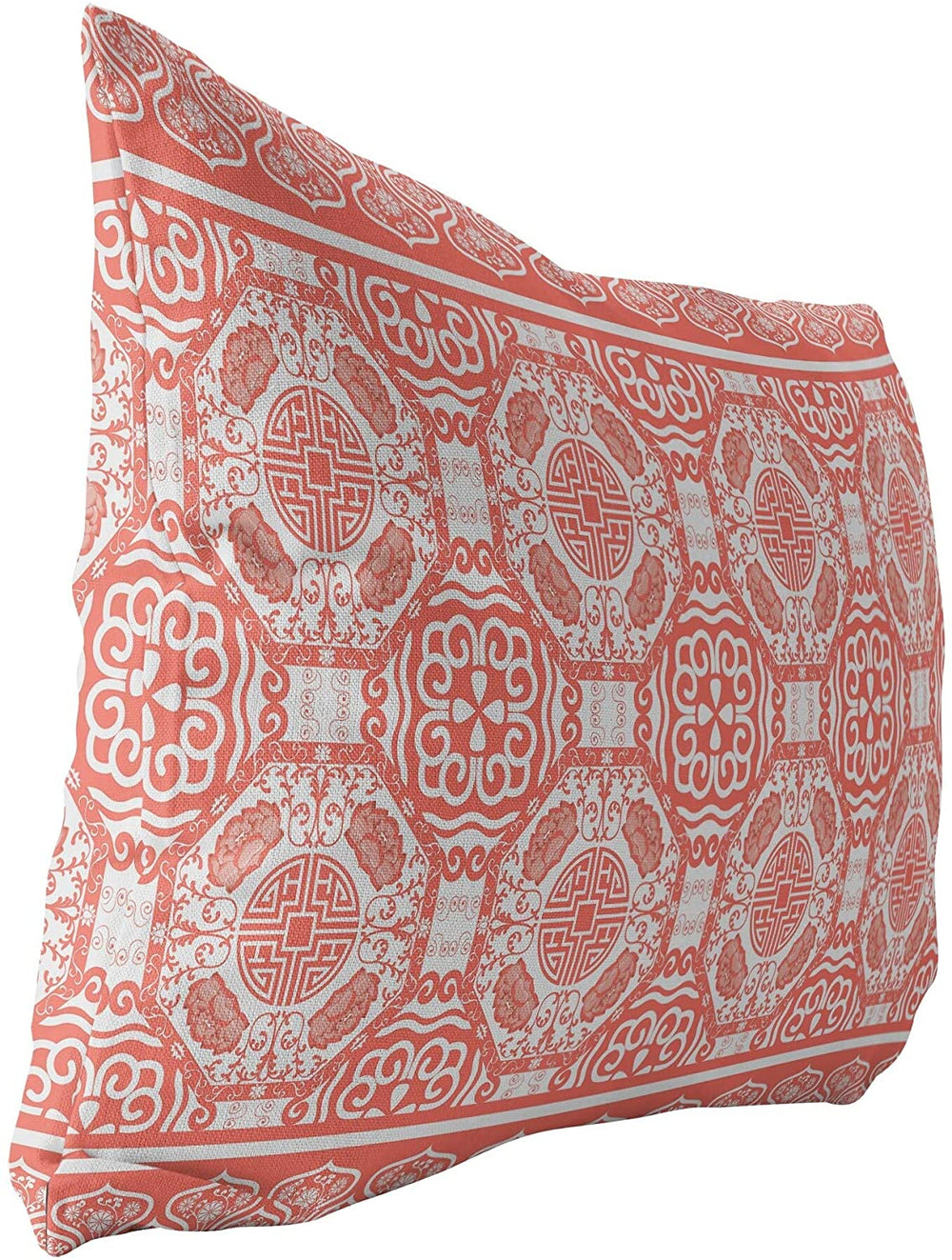 MISC Coral Indoor|Outdoor Lumbar Pillow by Designs 20x14 Pink Geometric Traditional Polyester Removable Cover