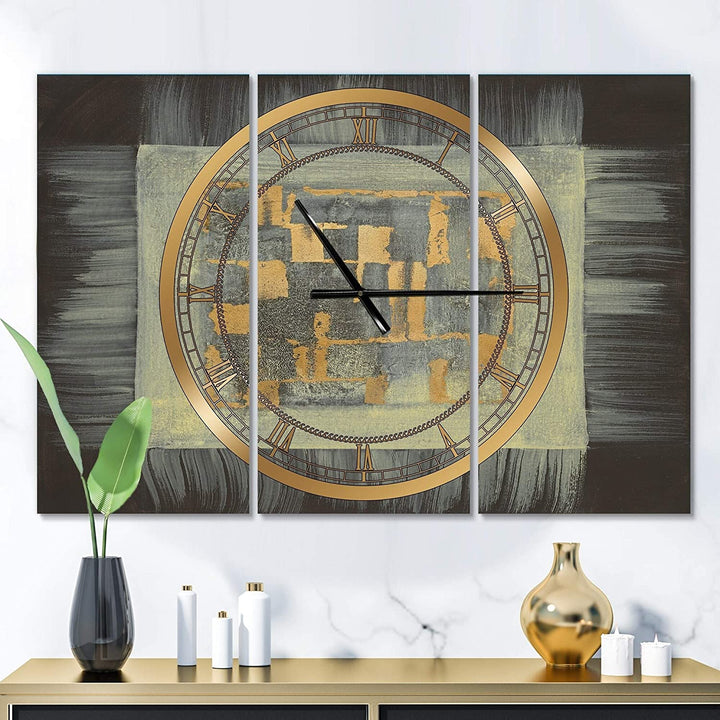 Gold Geometric Tapestry Ii' Glam 3 Panels Oversized Wall