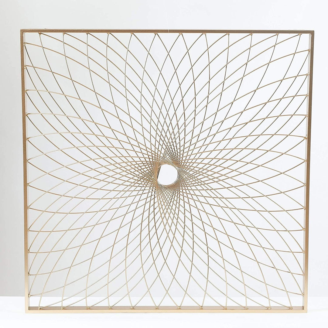 Square Metal Wall Art Gold Modern Contemporary Iron Includes Hardware