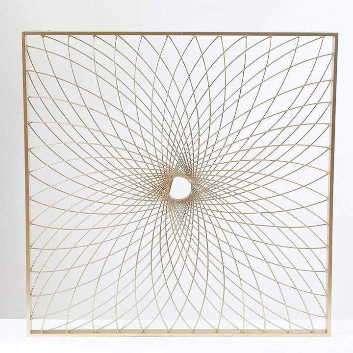 Square Metal Wall Art Gold Modern Contemporary Iron Includes Hardware