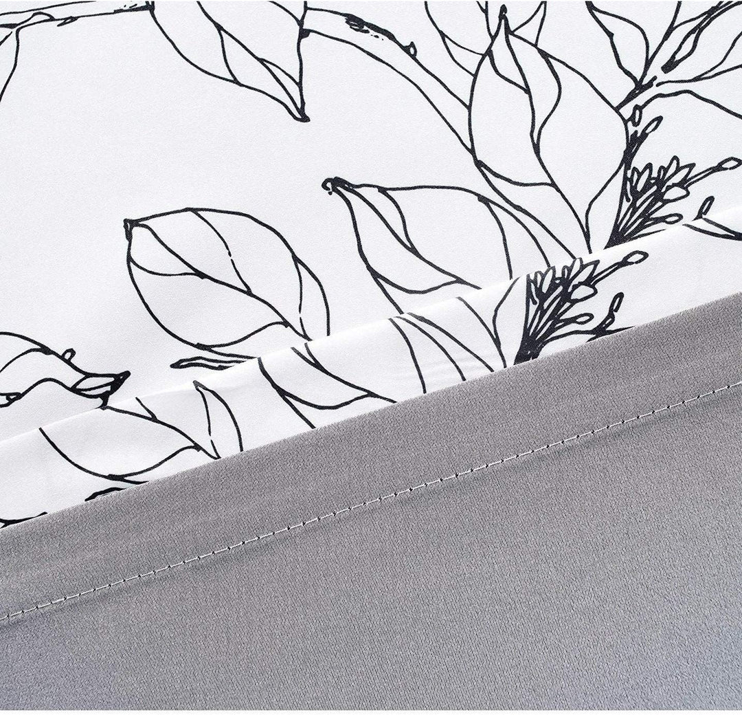 Sketch Tie Up Blackout Window Curtain 45 X 63 Black White Floral Mid Century Modern 100% Polyester Lined