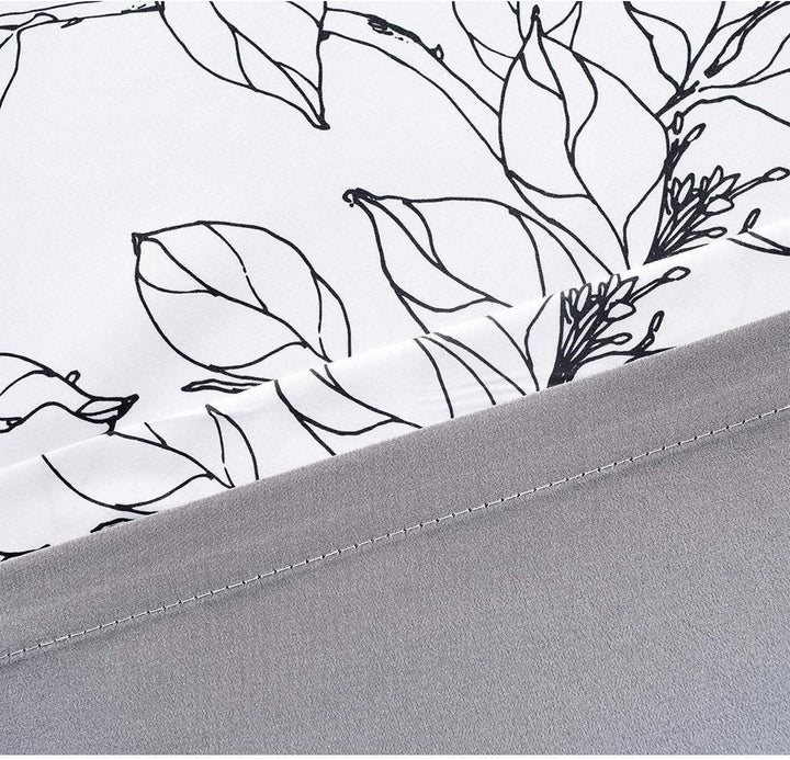Sketch Tie Up Blackout Window Curtain 45 X 63 Black White Floral Mid Century Modern 100% Polyester Lined