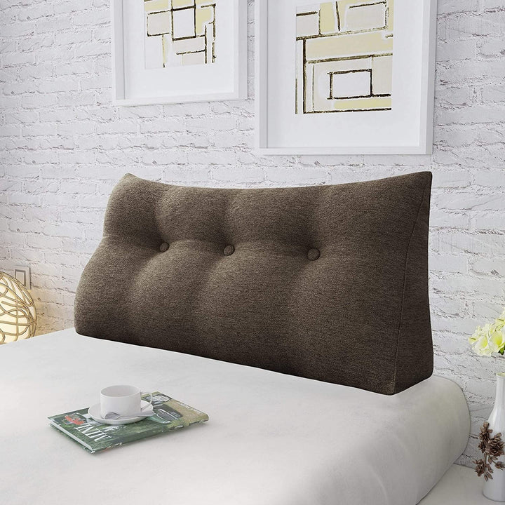 Bed Rest Back Wedge Bolster Pillow Brown Linen Blend