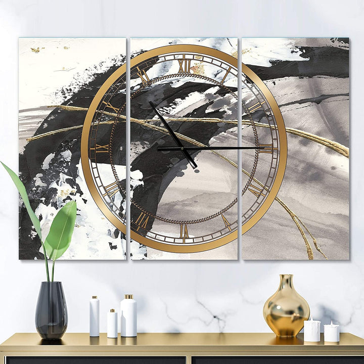Glam Painted Arcs I' Glam 3 Panels Oversized all Clock 36