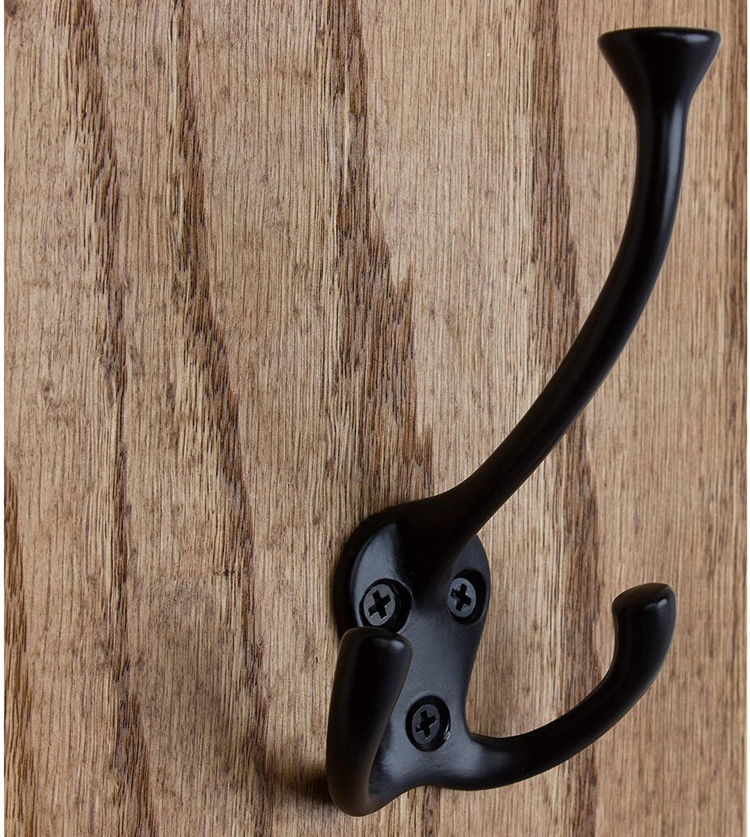5 Pack 4 1/2 Matte Black Coat Tri Hooks Zinc