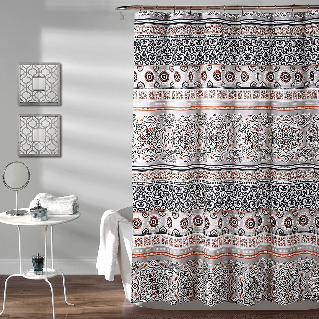 Striped Shower Curtain Blue Bohemian Eclectic