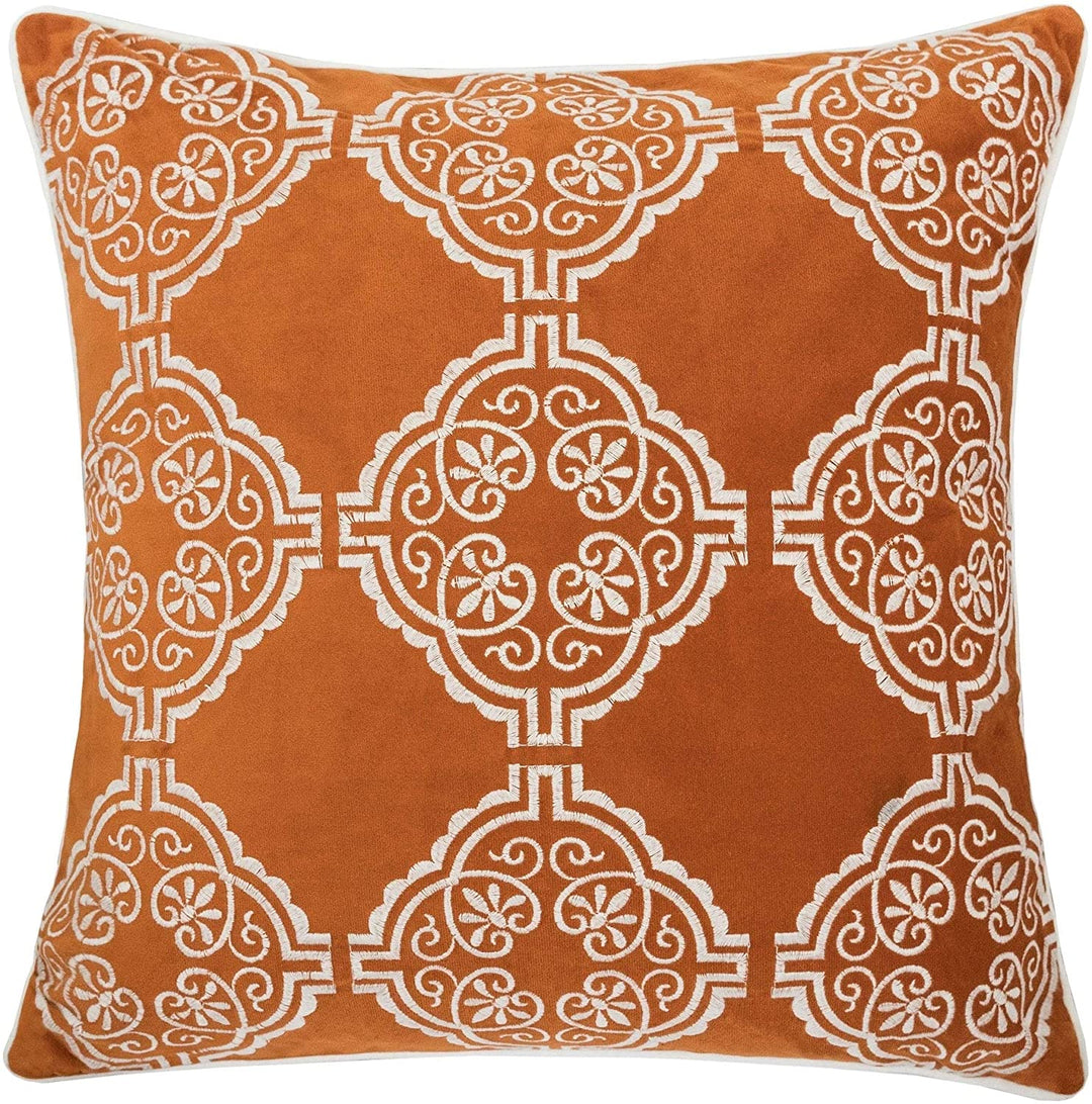 Cozy Embroidery Cotton Throw Pillow Cover Insert (Set 2)