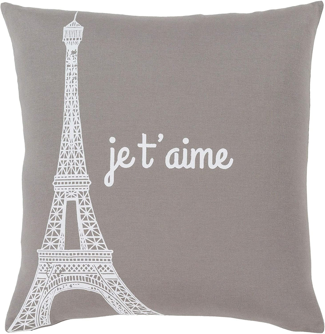 Medium Grey Je T'Aime Throw Pillow Cover (20" X 20")