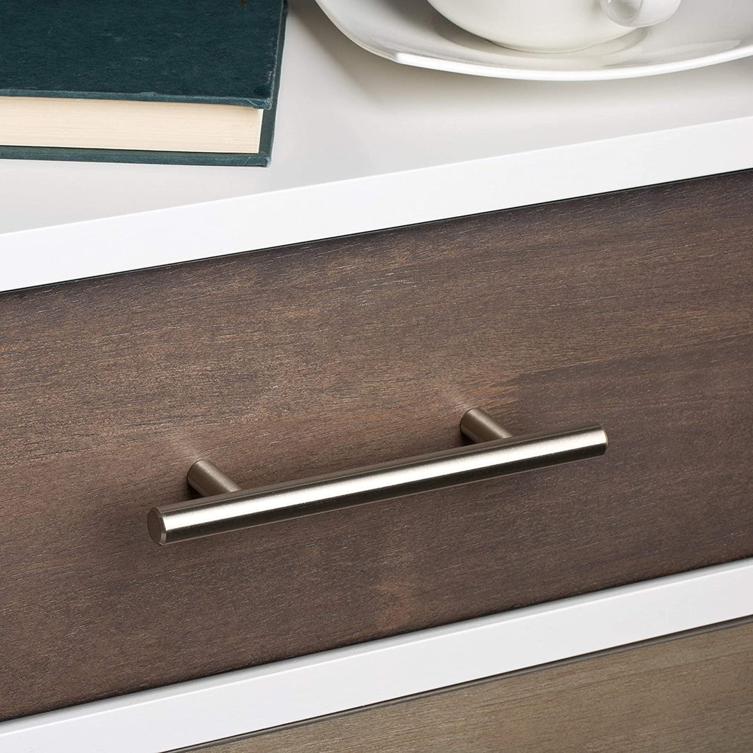 6 inch Solid Stainless Steel Finished Smooth Cabinet Bar Pulls (Case 25) Grey Metal Nickel Finish - Diamond Home USA