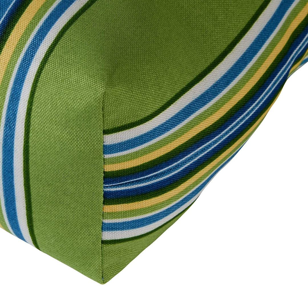 MISC Cayman Stripe 18 inch X 51 inch Outdoor Bench Cushion Blue Green Striped Casual Transitional Polyester Fade Resistant Water