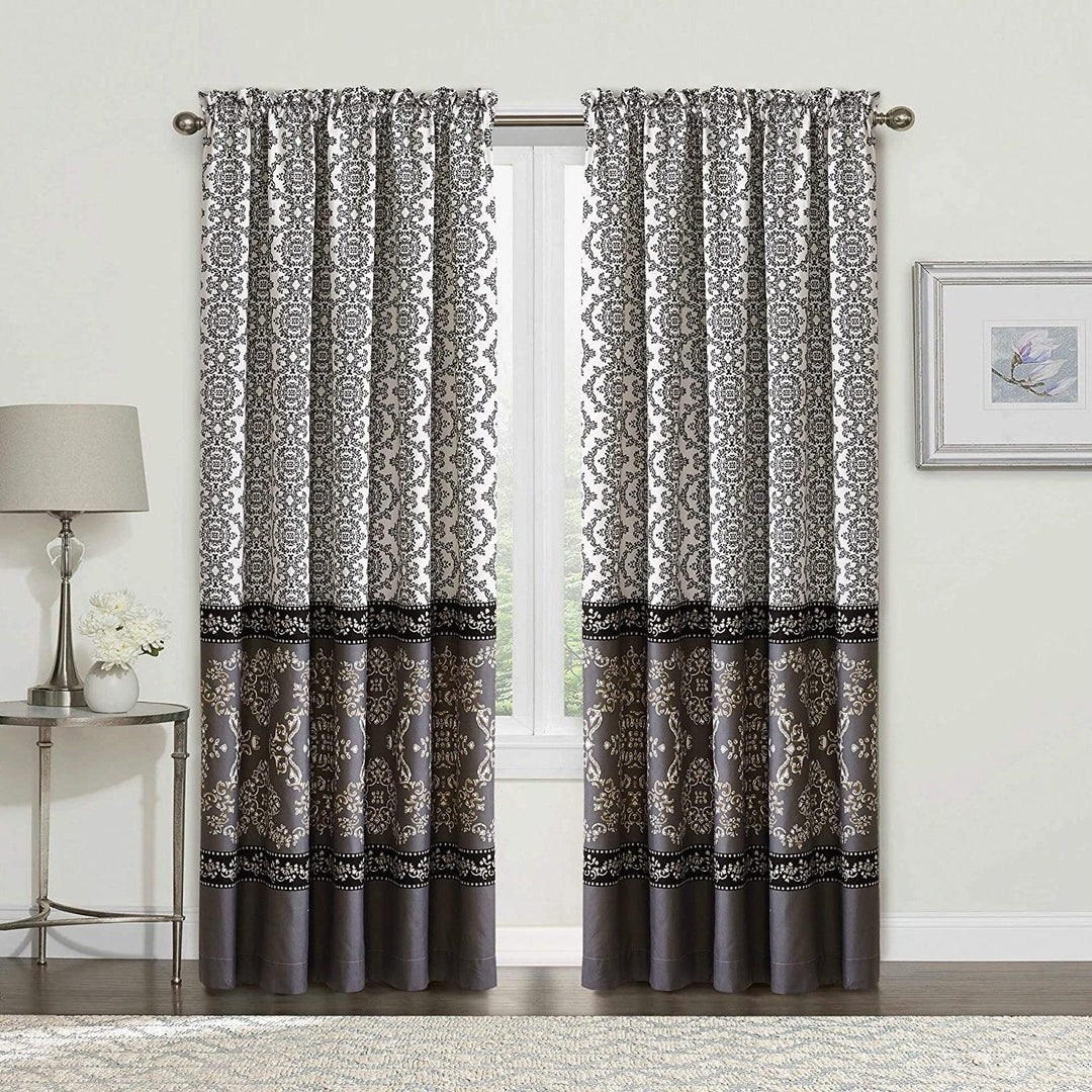 Mystic Curtain 2 Piece Set 60" X 84" Green Damask