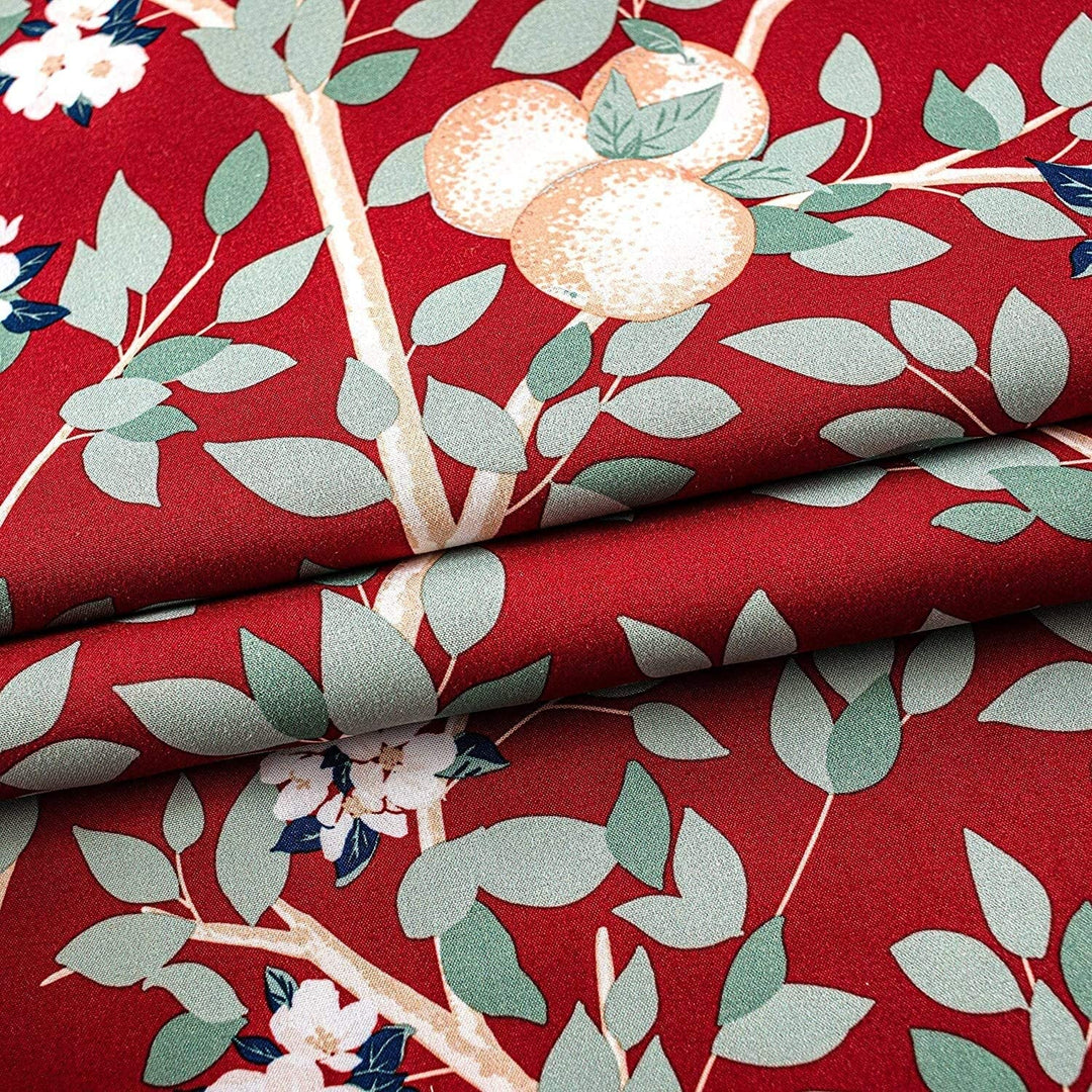 Flowers Leaves Botanical Classic Pattern Blackout Thermal Insulated Window Curtain Valance Rod Pocket 52 X 18 Red Floral Mid Century Modern - Diamond Home USA