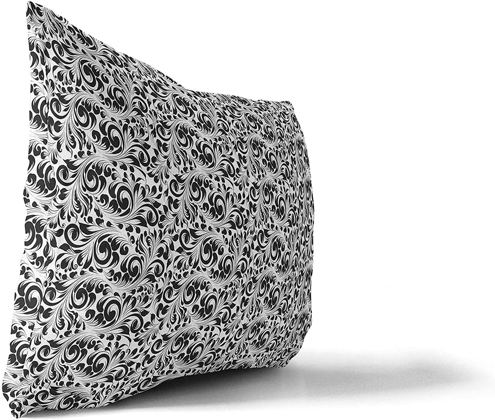 White Lumbar Pillow by Black Geometric Modern Contemporary Polyester Single Removable Cover