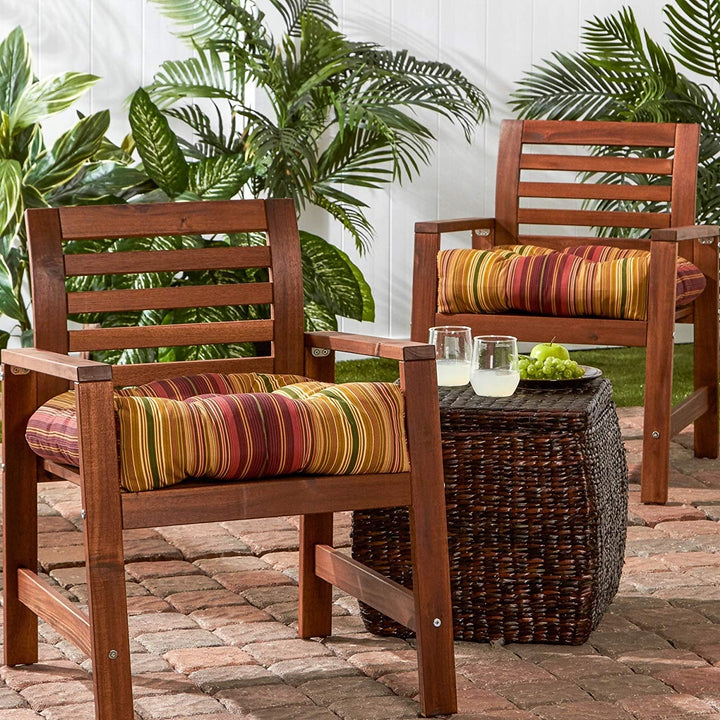 20 inch Outdoor Stripe Chair Cushion (Set 2) Green Red