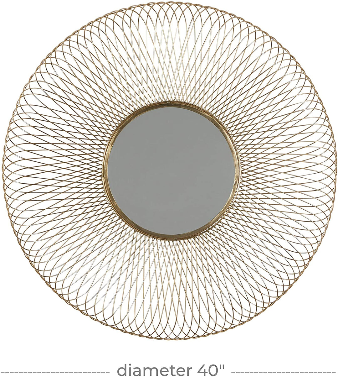 Large Metallic Gold Metal Geometric Round Mirror 40" 40 X 4 40round - Diamond Home USA