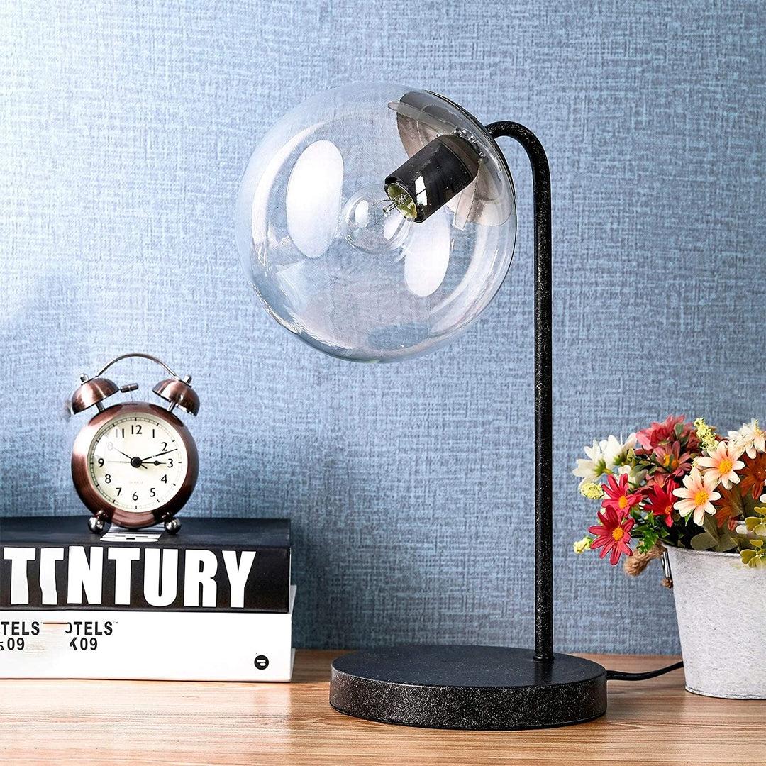 Aged Silver lass Sphere Table Lamp (Includes Edison Bulb)