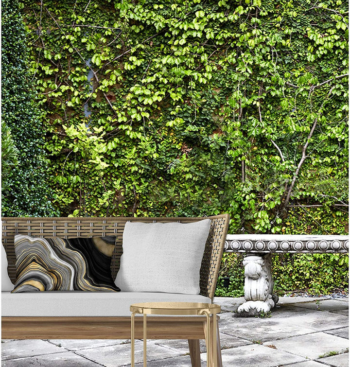 Indoor|Outdoor Lumbar Pillow by Designs 20x14 Black Geometric Modern Contemporary Polyester Removable Cover