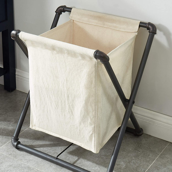 Sand Black Laundry Hamper Canvas Metal