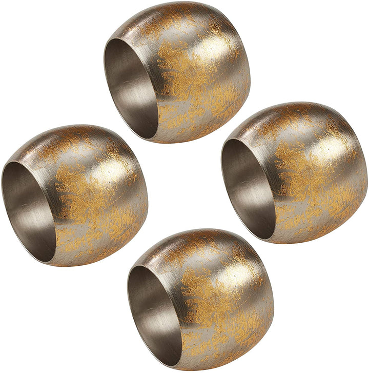MISC Goldtone Brass Texture Design Napkin Rings (Set 4) Gold