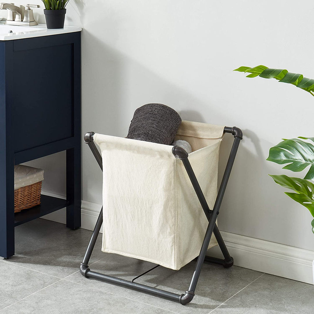 Sand Black Laundry Hamper Canvas