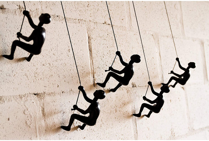 Black Resin/Leather Climbing Man Figurines (Pack 5) Modern Contemporary Resin