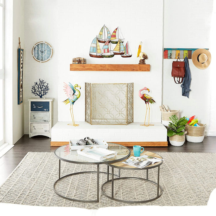 Coastal 30 X 19 Inch Distressed Wooden 3 Tiered Chest White Nautical Rectangle MDF - Diamond Home USA