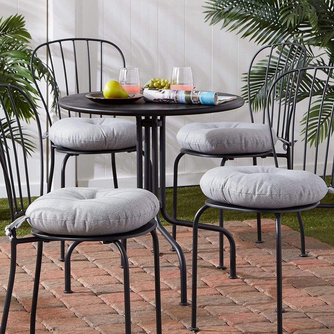 Gray Outdoor 15 inch Bistro Chair Cushion (Set 4) Grey Solid